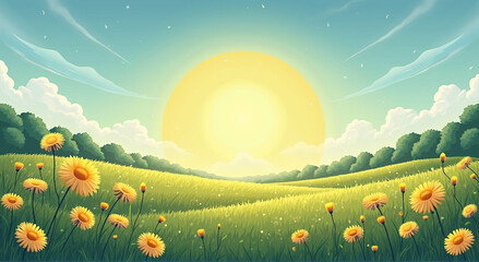 Poster - sun and grass