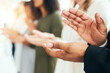 © TamJam/peopleimages.com - Hands, business and people with clapping in row at office in seminar with congratulations as crowd. Employees, conference and closeup of applause for success, winning and well done as audience