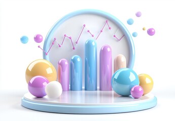 An illustration of a graph statistics data growth strategy currency investing business financial concept. Focusing on profit success, analytics stock market risk income interest cost.