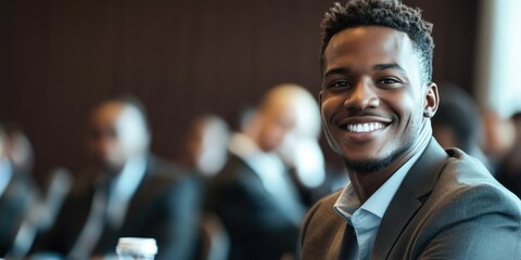 Poster - Positive Businessman at Meeting