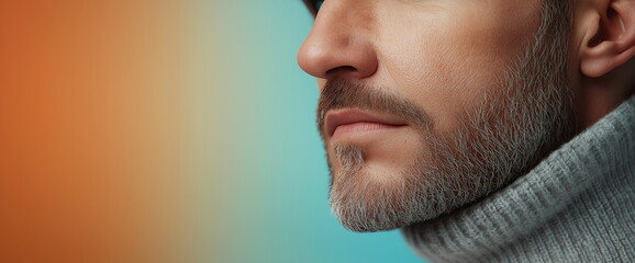 Close-up of well-maintained beard. Texture and color for men's beauty and facial hair care industry