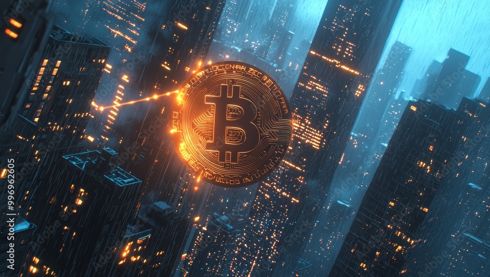 Bitcoin halving 2024 depicted by breaking the currency, illustrating ...