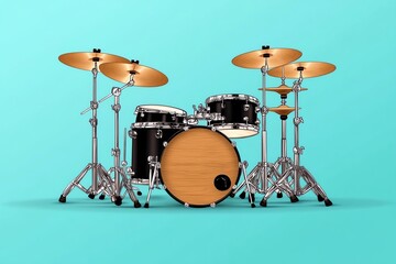 Poster - A simple illustration of a drum set, highlighting only the essential elements in a clean, modern style