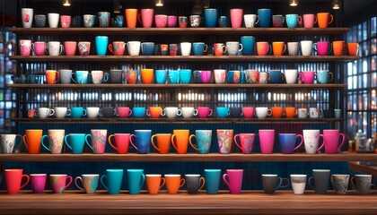 Whimsical Coffee Shop with Mood-Reflecting Colorful Displays and Transformative Cup Designs