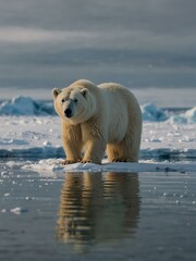 Wall Mural - Polar bear in the Arctic.