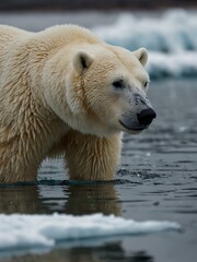 Wall Mural - Polar bear on ice in Svalbard, Norway.