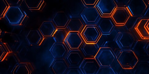 Wall Mural - An abstract hexagon pattern with glowing lights - Stock