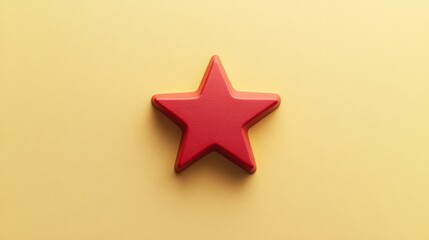 Fototapete - A vibrant red star sits alone on a smooth yellow surface, creating a striking contrast that emphasizes its shape and color