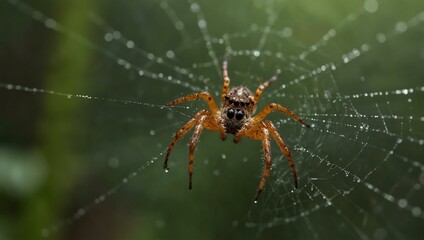Wall Mural - Spider sitting in its web.