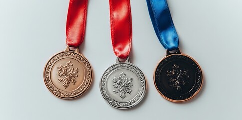 Three women holding  medals on a white background