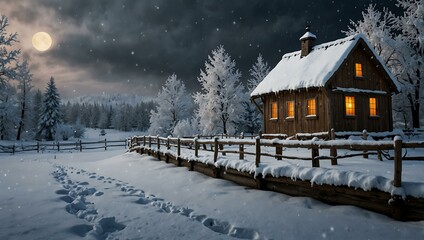 Canvas Print - Winter background scene.