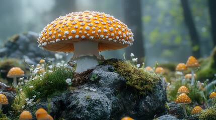 Canvas Print - Enchanted Forest: A Close-Up of a Stunning Mushroom