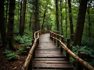 Wall Mural - Wooden Trail Through the Forest