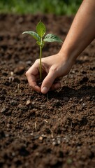 Wall Mural - Yet another hands planting a seedling in soil.