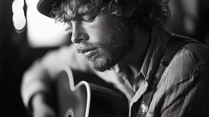 Poster - a man with a hat playing a guitar