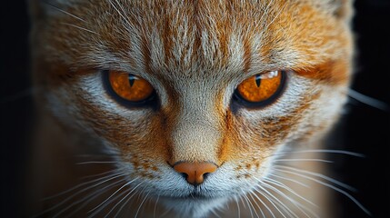 Wall Mural - Close-Up Portrait of a Cat with Striking Orange Eyes