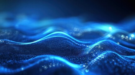 Poster - beautiful abstract wave technology background with blue light digital effect corporate concept