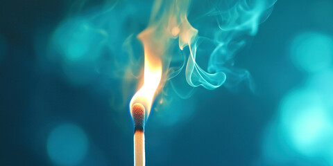 A matchstick is lit and the smoke is rising