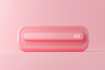 A 3D illustration of a pink web search bar on a pink background, highlighting digital technology and interface design.