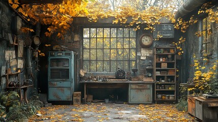 Canvas Print - Abandoned Workshop: A Glimpse into the Past