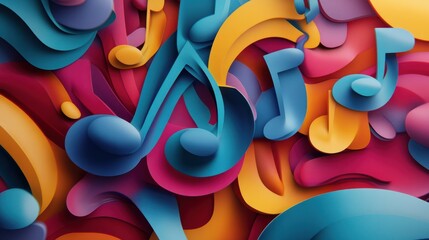 Wall Mural - abstract note music colorful 3d background