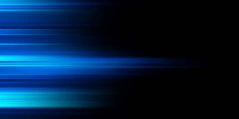 Wall Mural - Modern blue abstract high-speed light motion effect on black background