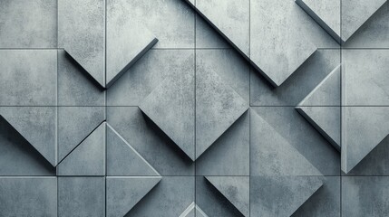 Futuristic Concrete Mosaic. Premium 3D Geometric Wallpaper with Glossy Tiles