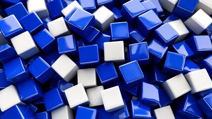 Canvas Print - Background of glossy cubes in blue and white.