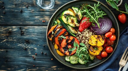 Sticker - Colorful Vegetable Medley: A Savory Delight on a Rustic Tabletop