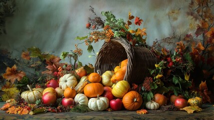 Sticker - Abundant Autumn Harvest: A Cornucopia of Nature's Bounty