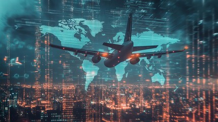 Wall Mural - modern technology is shaping the future of air travel. planes are taking off from airports against a