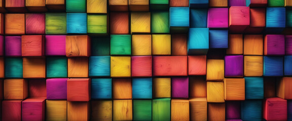 Canvas Print - colorful wooden blocks abstract background