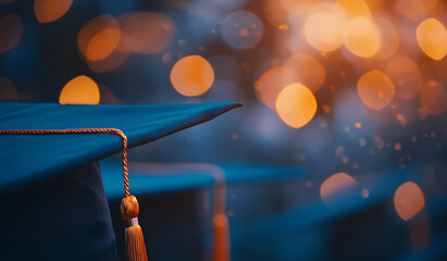 Graduation Cap with Bokeh Lights Background