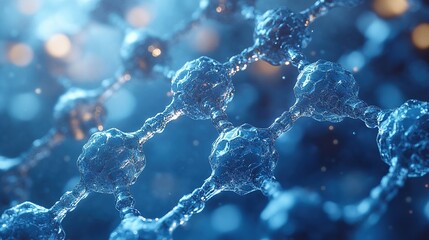 Wall Mural - abstract molecular structure: a 3d render of a blue atom