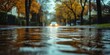 © BG_Illustrations - Flooded street in urban neighborhood due to heavy rain and storm