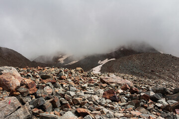 Wall Mural - Panorama of alps. Extreme sports in mountains. High resolution photo. Ski, parasailing, climbing, alpinism.