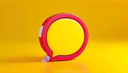 Wall Mural - Shiny yellow speech bubble with red outline in vibrant 3D design