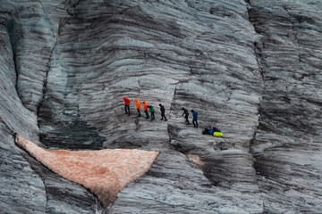 Wall Mural - Panorama of alps. Extreme sports in mountains. High resolution photo. Ski, parasailing, climbing, alpinism.