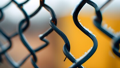 Close-up of Chain Link Fence with Blurred Background Representing Security and Boundaries