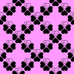 Wall Mural - simple seamless pattern of black hearts on a pink background, texture, design