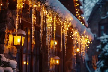 Canvas Print - Winter Wonderland with Icicle Lights