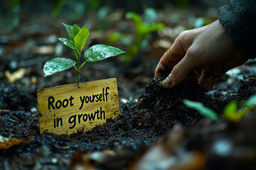 Poster - A person planting a tree in their backyard, with 