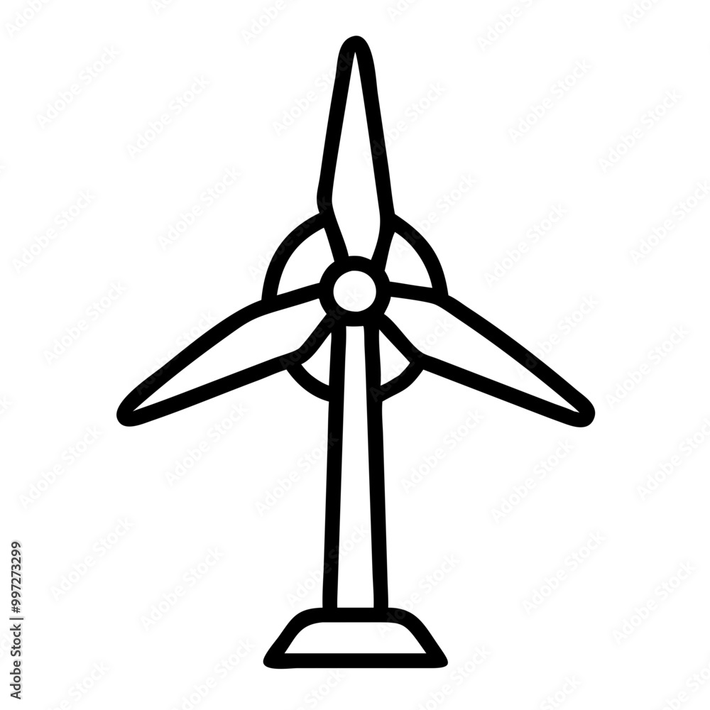 Wind Turbine Outline Vector Illustration Renewable Energy Symbol for ...