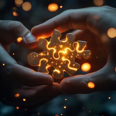 Sticker - Hands holding a glowing puzzle piece, symbolizing connection and creativity.