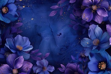 Poster - Floral Illustration with Blue and Purple Tones