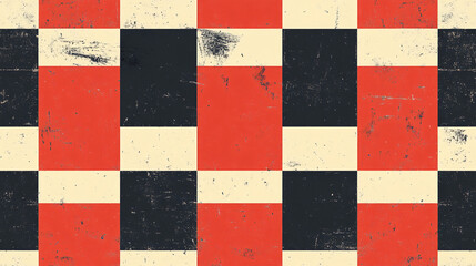 Wall Mural - An illustration of a retro checkerboard pattern with bold, contrasting squares.