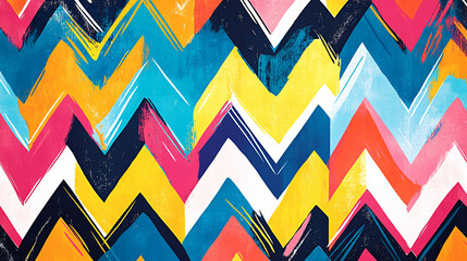 Wall Mural - An illustration of a playful zigzag pattern with bright and energetic colors.