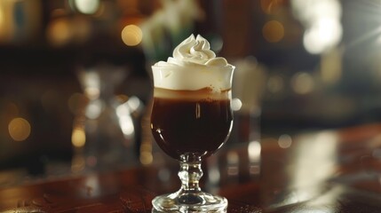 Wall Mural - Rich Irish coffee with cream.