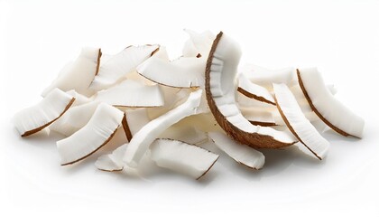 slice coconut shavings isolated on white background clipping path