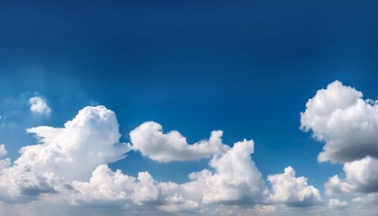 panorama of beautiful white summer clouds in a blue sky cumulus puffy clouds